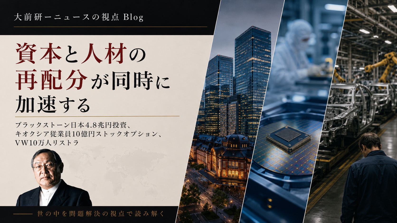 KON1138:ブラックストーン日本4.8兆円投資、キオクシア従業員10億円ストックオプション、VW10万人リストラ──資本と人材の再配分が同時に加速する